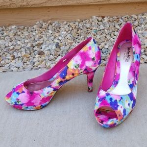 Floral watercolor Peep Toes